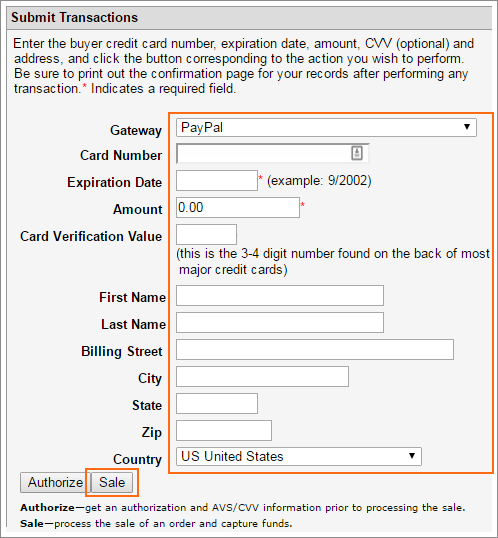 Picture of Manual Transactions for PayPal Pro dialog