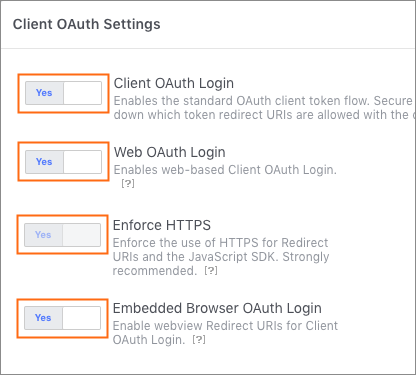 The Client OAuth Settings section.