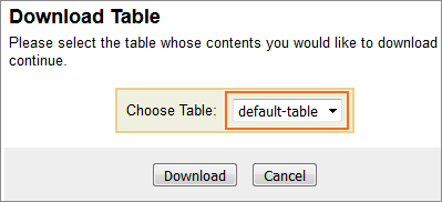 The Choose Table pull-down menu