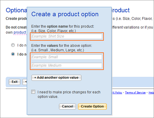 Add Product Options