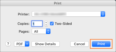 The Print button in Firefox.