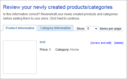 Review and edit products and categories