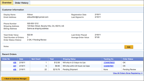 The Customer Information section.