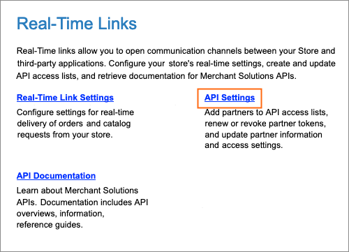 The API Settings link.