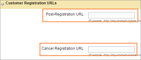 Post-Registration and Cancel Registration URLs.