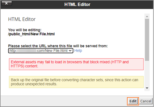 HTML Editor Confirm and Settings