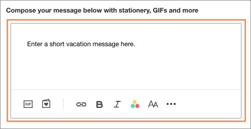 Vacation message entry field.