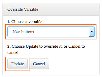 Picture of Choose Override Variable menu