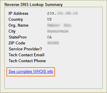 The See complete WHOIS info link.