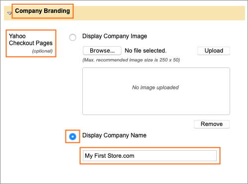 The Display Company Name options.