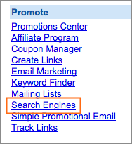 The Search Engines link is under Promote.