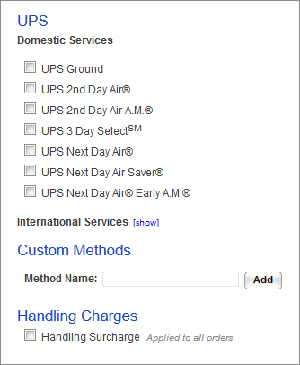 Shipping methods