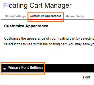 The Primary Font Settings section.