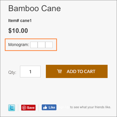 How a Monogram appears on an item page.