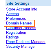 The Domain Names link is under Site Settings