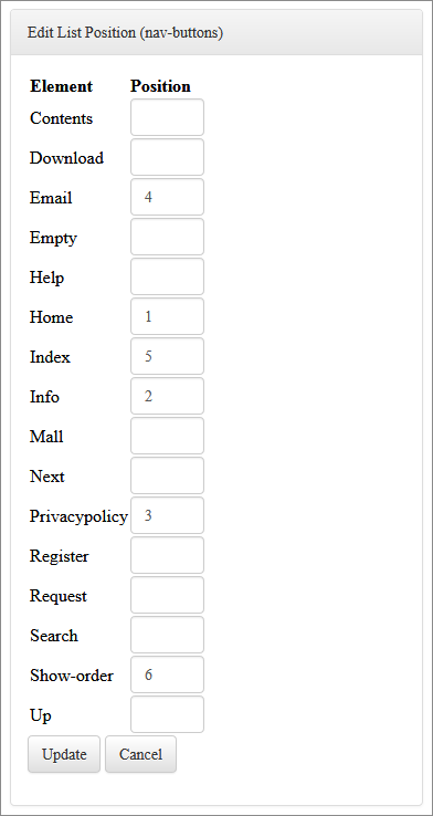 The Edit List Position page